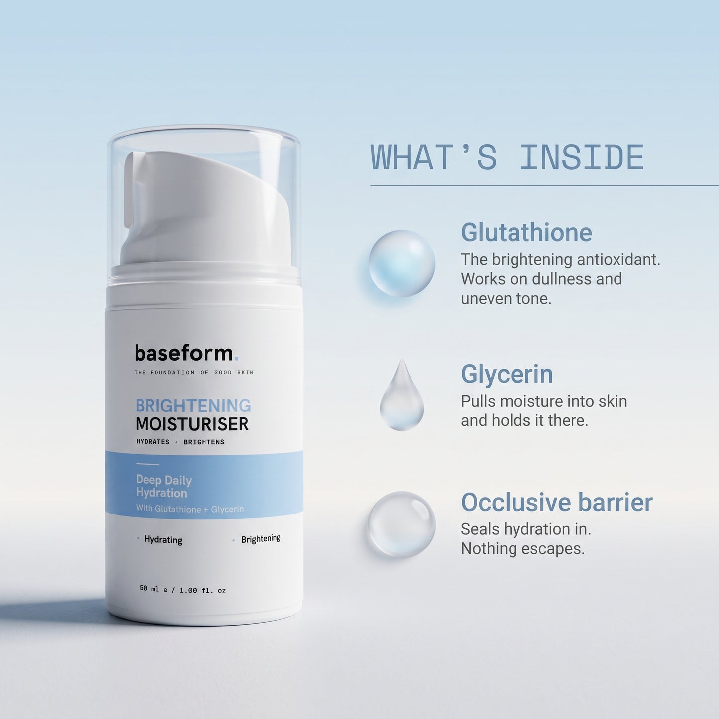 Brightening Moisturiser - Glutathione + Glycerin - 30ml